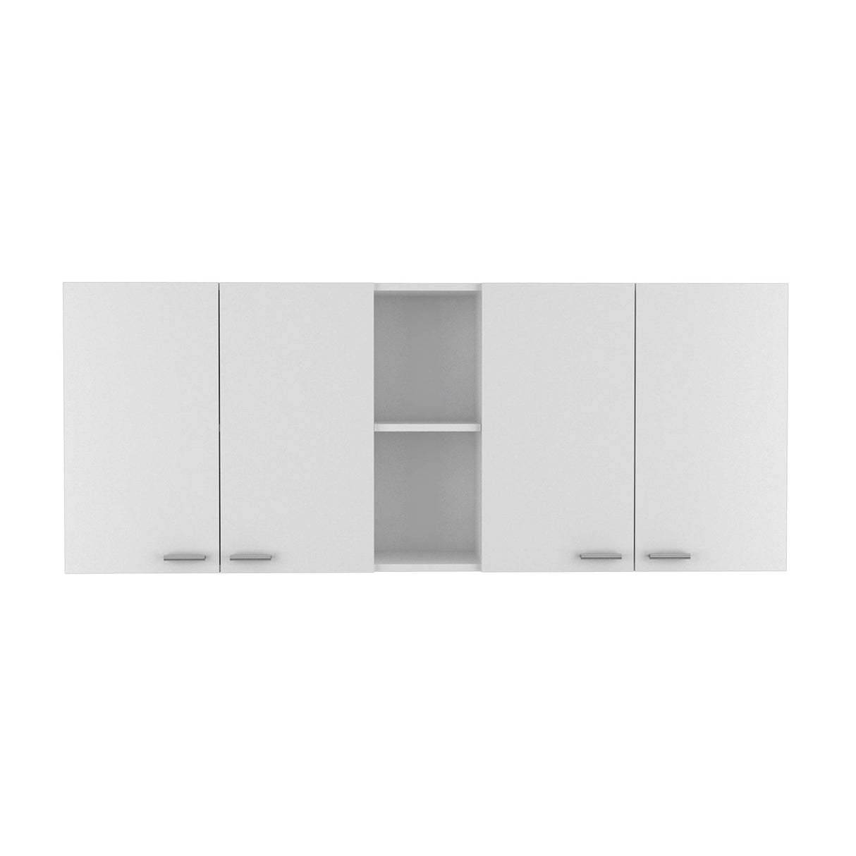 FM FURNITURE Winslow 59" Wall Cabinet, with 4-Doors, Two Interior and Two Open Shelves FM FURNITURE
