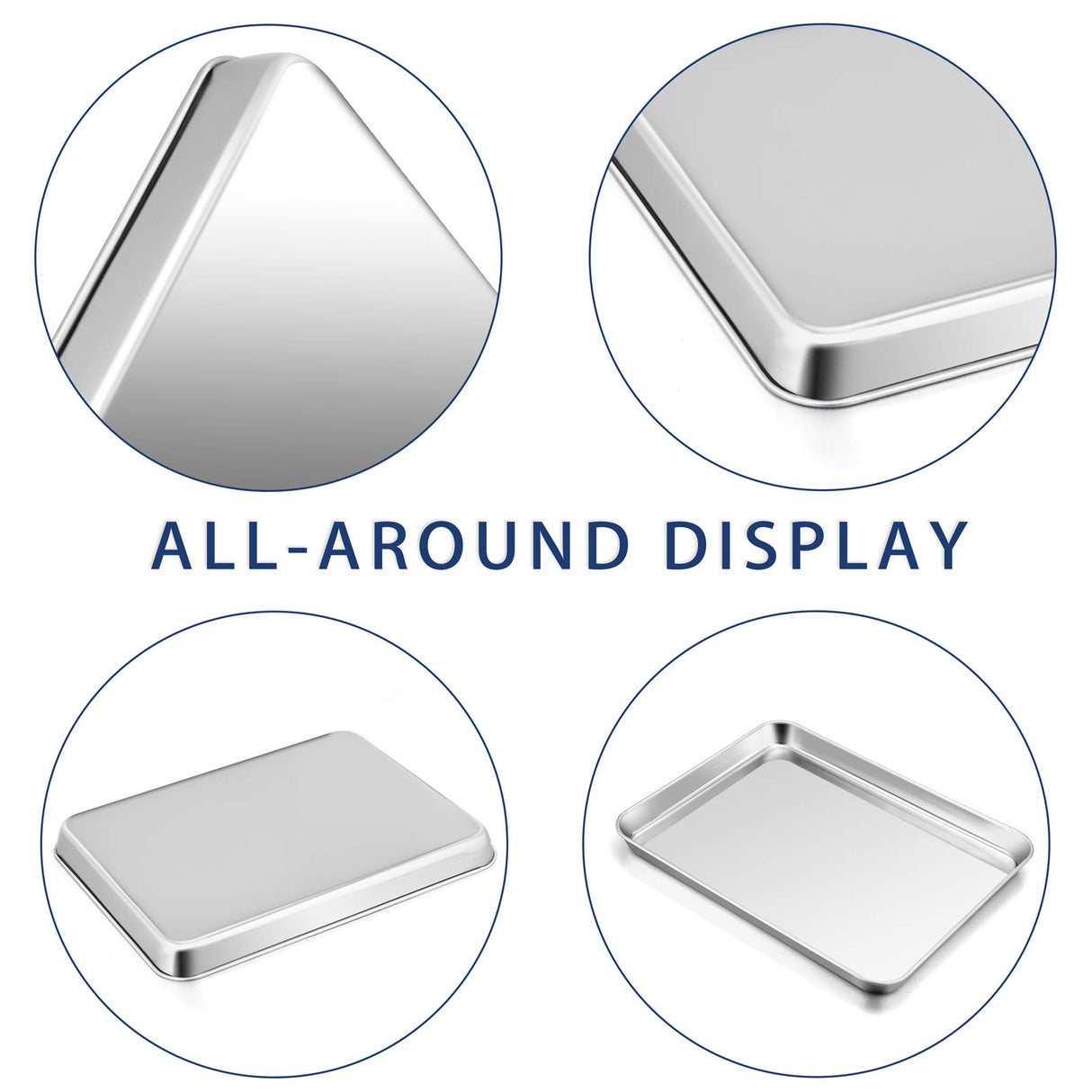 Large Baking Sheet, P&P CHEF Stainless Steel Cookie Sheet Baking Pan Tray, Rectangle 16''x12''x1'', Healthy & Non Toxic, Mirror Finish & Dishwasher Safe P&P CHEF