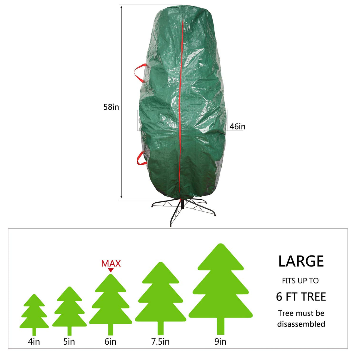 Sattiyrch Upright Christmas Tree Storage Bag – Tear Proof Material for Extra Durability – Holds up to 6 Foot Assembled Trees Sattiyrch