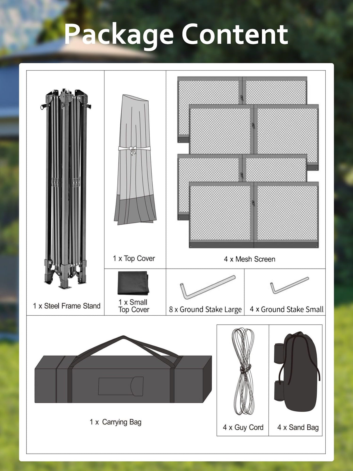 Garveelife 11x11 Pop Up Canopy Tent with Mosquito Netting, Outdoor Canopy Shelter Easy Setup, Water & UV Resistant - Gray Garveelife