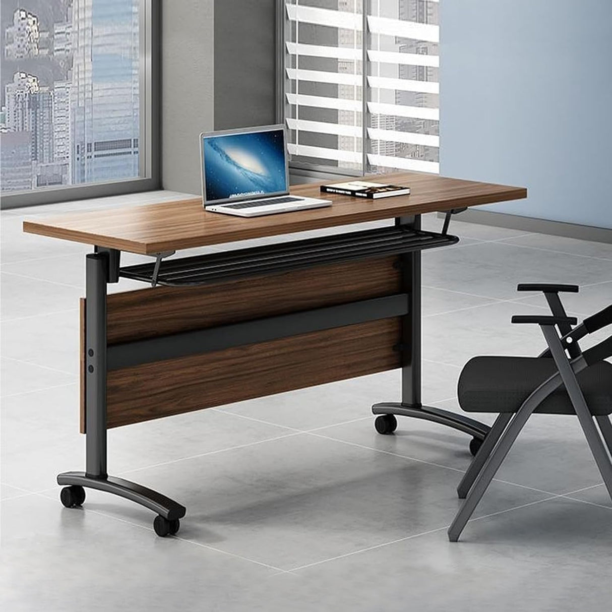 Conference Room Table, 6 Pack Conference Table Commercial Folding Table, Business Style Flip Top Mobile Training Table Rolling Seminar Meeting Table with Caster Wheels, Boardroom table(6PCS 160*60*75) bbyekctc