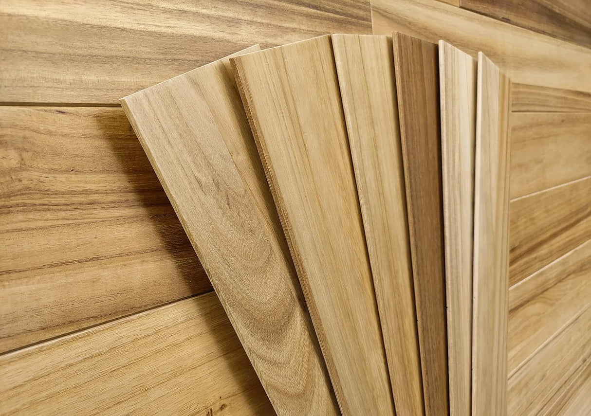 COLAMO 10PCS Faux Teak Peel and Stick Wood Panels for Wall, Vintage Farmhouse Adhesive Shiplap Boards for RV Backsplash, Living Room, Bed Room, Accent Wall, Self Stick On Wooden Paneling(12.4sqft) COLAMO