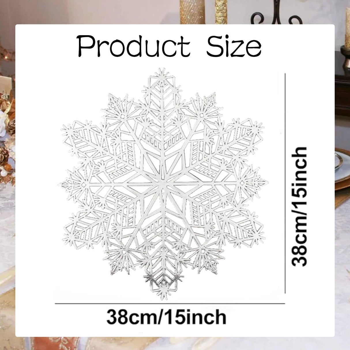 Christmas Snowflake Placemats Set of 4 Sliver Snowflake Place Mats Tablemats Round Vinyl Non-Slip Washable Table Setting for Christmas Dining Holiday Party Wedding Kitchen Table Mats Decor mdgfge
