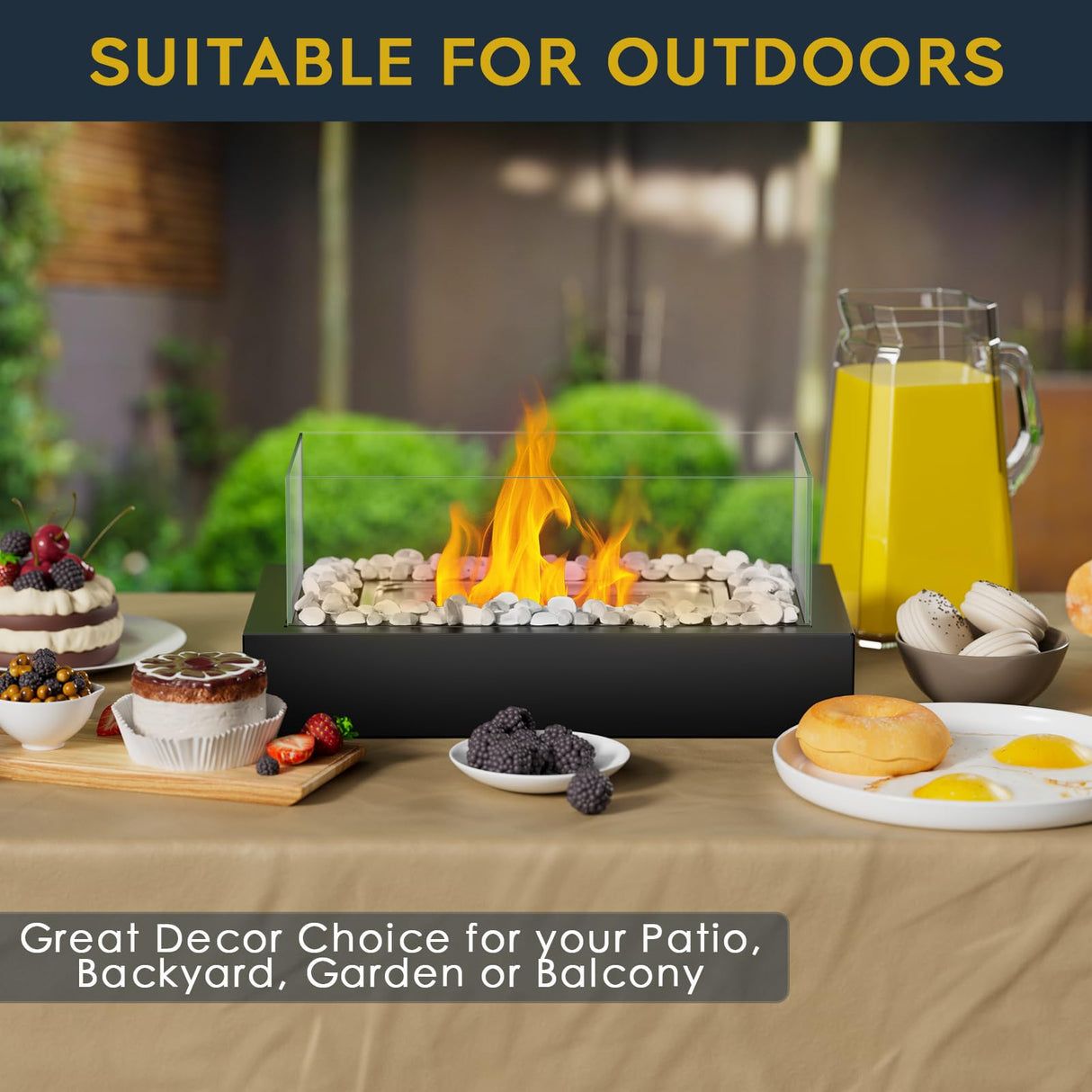 Tabletop Fire Pit, Portable Smores Maker Kit Indoor/Outdoor Mini Small Fireplace Table Top Decor Home Patio Gifts for Women Mom Housewarming Christmas Birthday White Elephant Gift Quosio