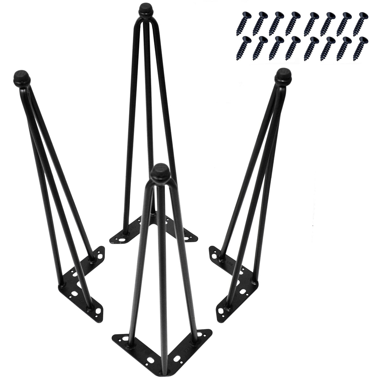 Home Soft Things Hairpin Metal Table Legs 20 Inch Legs for Furniture Coffee Bench Dining End Industrial Table Desk Set of 4 with Black Screws Adjustable Cushion Floor Protectors, 20" Home Soft Things