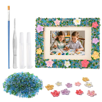 DIY Mosaic Picture Frame Craft Kit for Kids - Creative Arts & Crafts Glass Pebbles Activity for Girls & Boys, Decorate Your Own Photo Frame, Perfect Birthday & Christmas Gift for Kids Ages 6-12