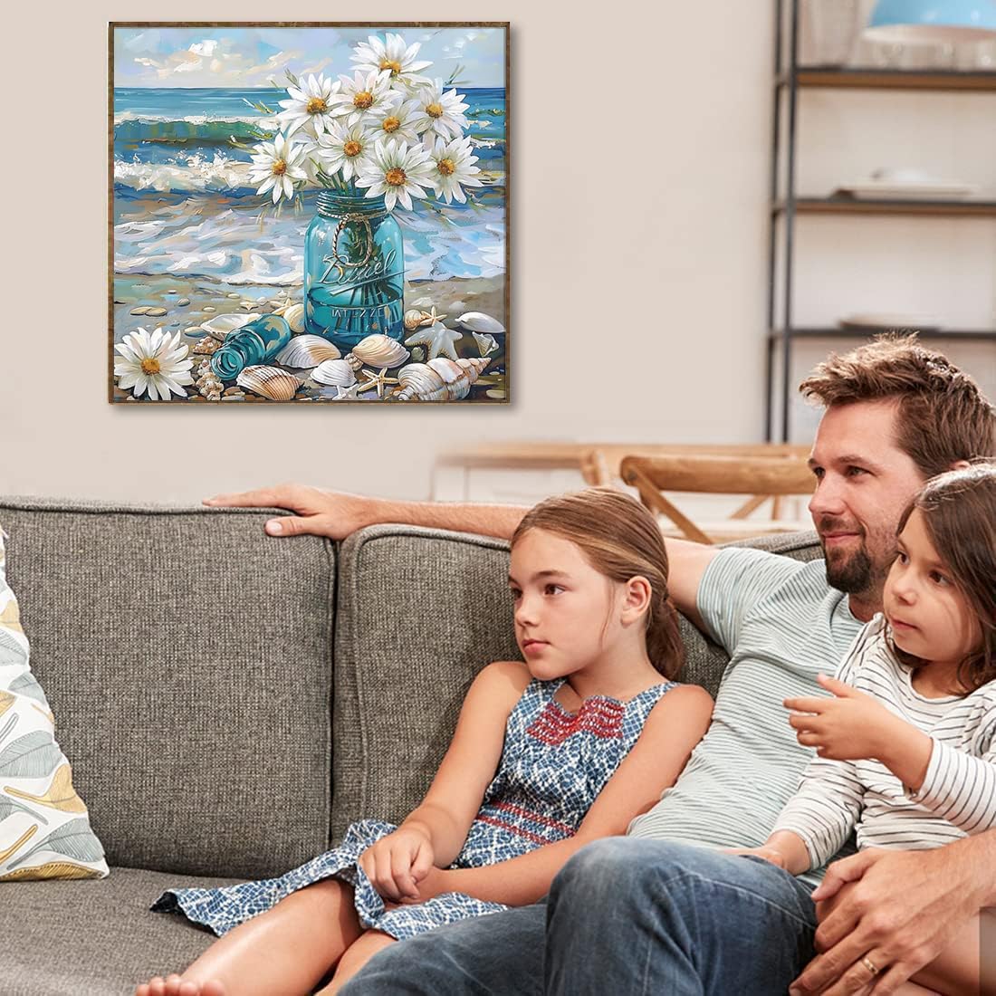 Sea Wave Diamond Art Kits for Adults,Flower Diamond Art Diamond Painting Kit,5D Diamond Painting DIY Full Drill Diamond Dots Painting with Tools,Gem Craft for Home Wall Decor 13.7x13.7in Kaixine