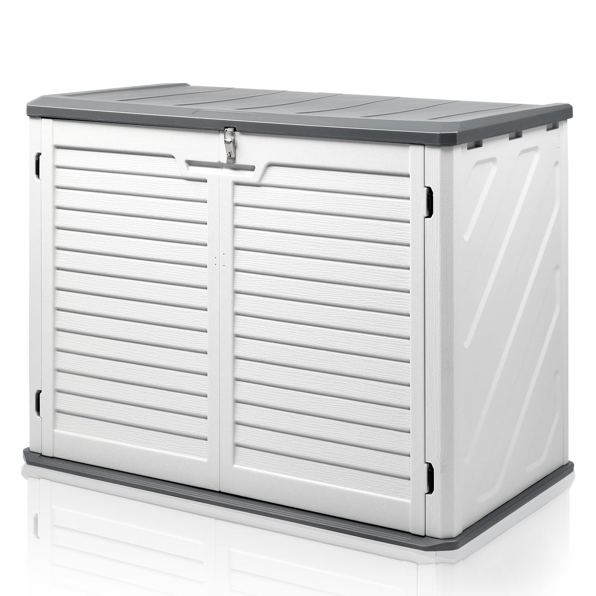 VINGLI Outdoor Storage Shed, Resin Storage Cabinet with Lockable Design, Weatherproof Tool Shed with HDPE Material, Resin Deck Box for Garden Tools, Pool Equipment, Garbage Cans, White (31.5 Cu.ft) VINGLI