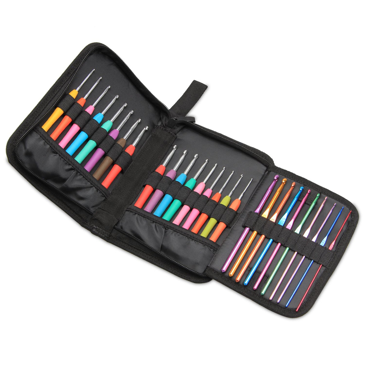 Teamoy Crochet Hook Case, Travel Carry Bag for Ergonomic Crochet Hooks Kits, Aluminum /Steel Crochet Hook and More, Lightweight, Well Made--NO Accessories Included, Flowers Blue Teamoy