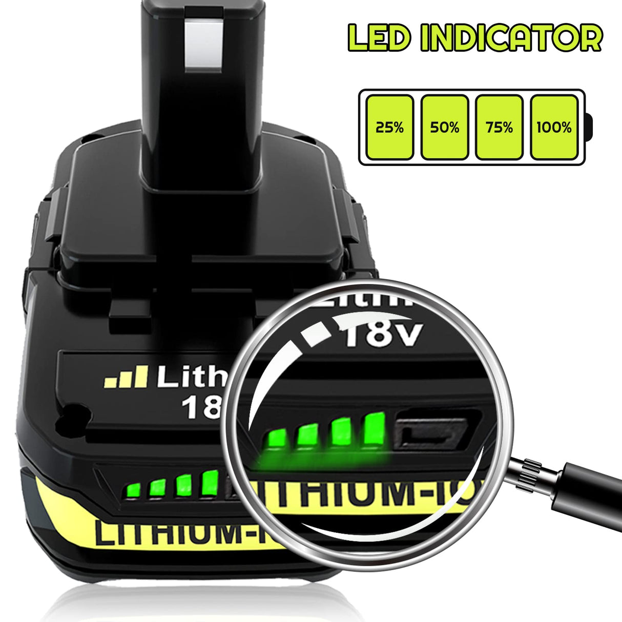 2-Pack 3.0Ah Replacement Battery and Charger Compatible with Ryobi 18V Lithium Battery P102 P103 P104 P105 P107 P109 P108 P190 P122 Boetpcr