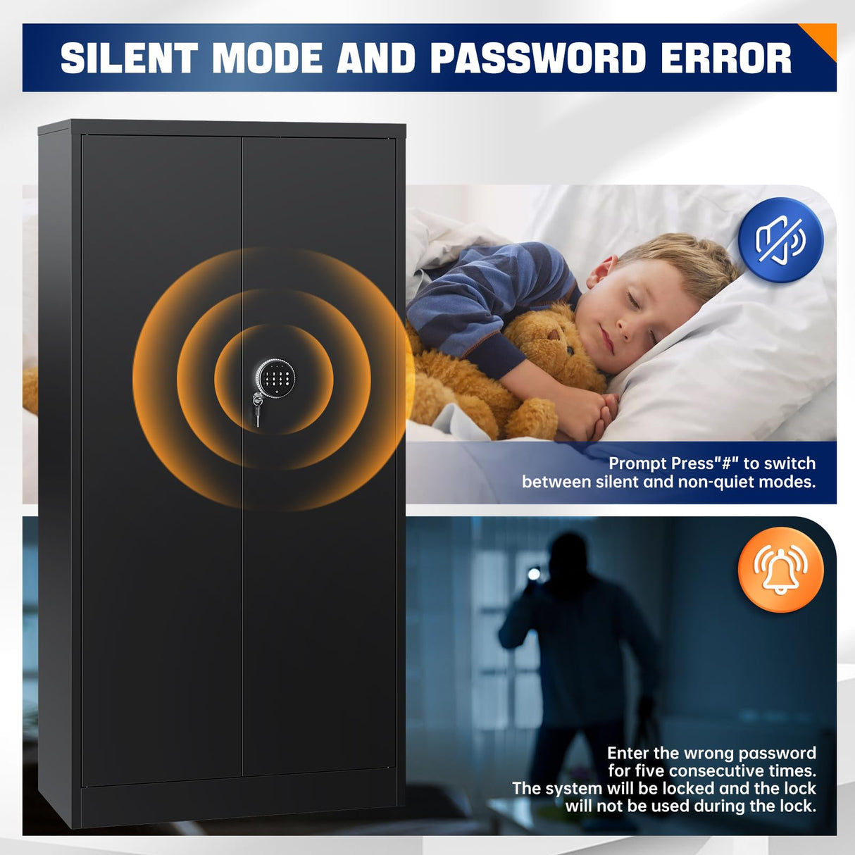 Yizosh Large Gun Safe for Home Rifle and Pistol,Quick Access Gun Safe,Gun Cabinet with Removable Shelf,Gun Cabinet,Rifle Safe Yizosh