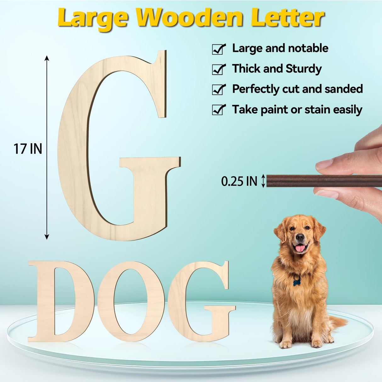 Large Wooden Letters for Wall Decor, 17 inch Big Wood Letters, Giant Wooden Letter G, Unfinished Wood Alphabet Letters for Crafts, Name Sign, Rustic Wedding, Christmas Home Decoration Coowayze