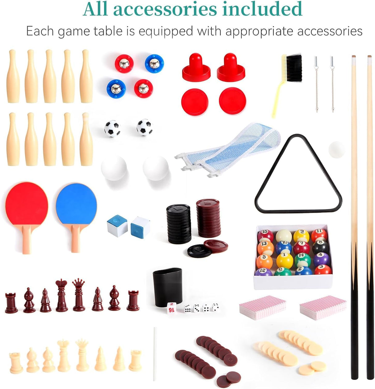 12-in-1 Game Table - 48" Combo Game Table, Ping Pong Table, Foosball Table, Air Hockey Table, Pool Table - Sports Arcade Games with Accessories - Ideal for Game Rooms and Family Game Nights! Rioloiuy