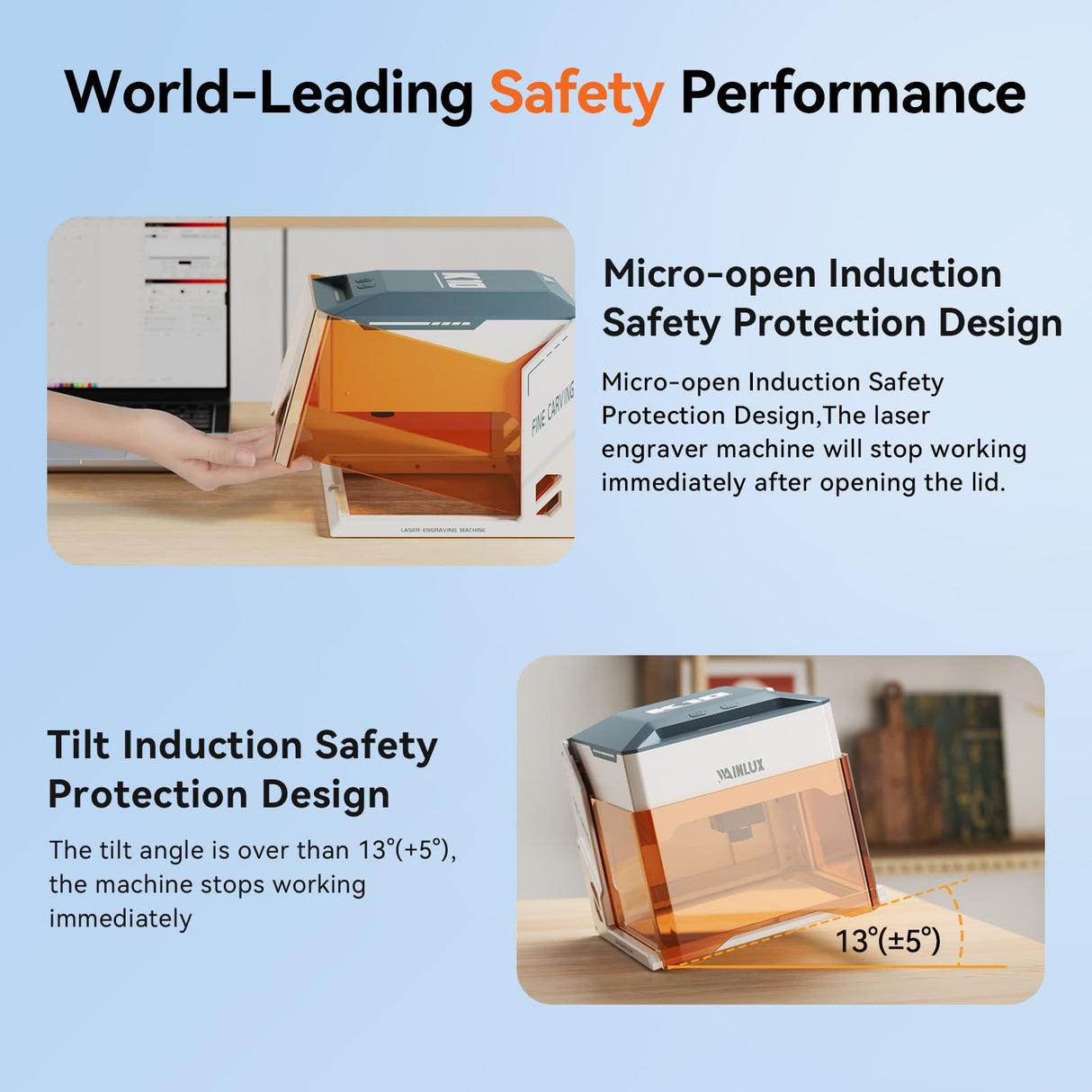 WAINLUX K10 3W Laser Engraver Machine, Mini Laser Engraving Machine for Wood Leather Silicone Paper Glass Acrylic Cloth, Grabadora Láser, Engraver Laser Class1 WAINLUXPRO