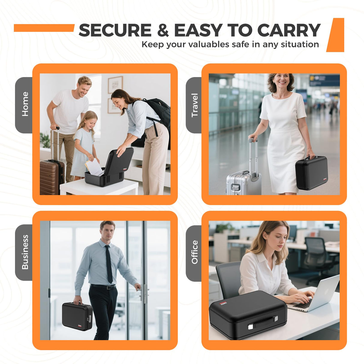 EDMUED Fireproof Document Box with Combination Lock, Fireproof Water Resistant Hard Case Safe Box for Important Documents Certificates Laptop Passports (Black) EDMUED