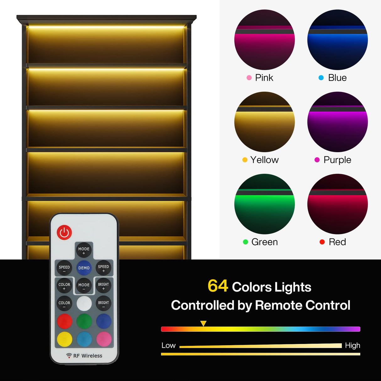 Tribesigns Narrow Tall Shoe Cabinet with LED Lighting, 9-Tier 30 Pairs Freestanding Shoes Storage Cabinet, Wood Shoe Organizer Cabinet with Solid Wooden Legs for Entryway (1, Black) Tribesigns