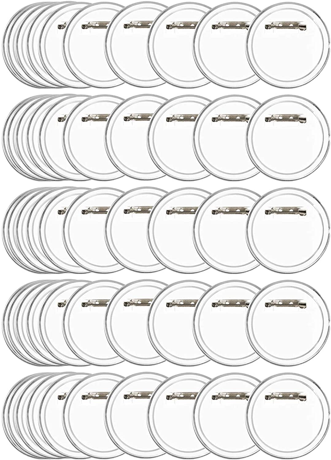 BUYGOO 50Pcs 2.4 inch Make Your Own Buttons Clear Button Pin Picture Button Pin Button Badge Clear Picture Buttons for DIY Crafts and Children's Paper Craft Activities and More BUYGO