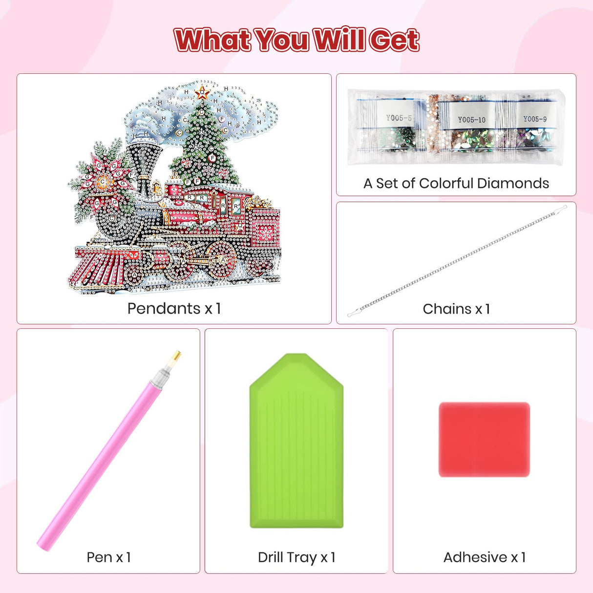 MOGTAA Christmas Diamond Art Hanging Kits for Adults Kids, Christmas Train Diamond Art Suncatchers, 5D Special Shape Diamond Painting Window Pendant Kit for Home Garden Wall Decor MOGTAA