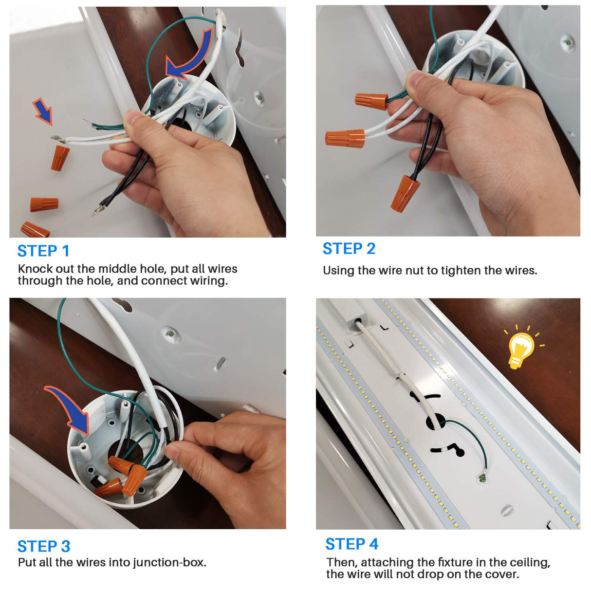FaithSail 4FT LED Wraparound 40W 4 Foot LED Shop Lights for Garage, 4400lm 4000K Neutral White, Wrap Light, 48 Inch LED Light Fixtures Flush Mount Office Ceiling Lighting, Fluorescent Tube Replacement FAITHSAIL