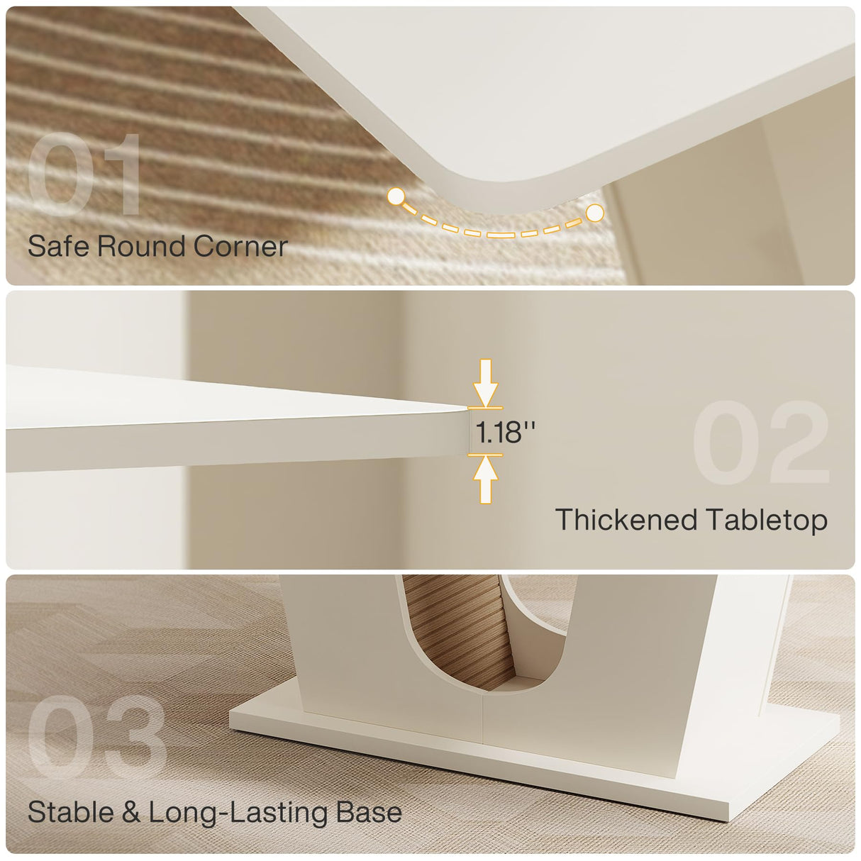 Tribesigns 55-Inch Conference Table, Rectangular Small Meeting Table for 4-6 People, Wood Modern Seminar Table with U-Shaped Base for Office Conference Room, Cream White Tribesigns