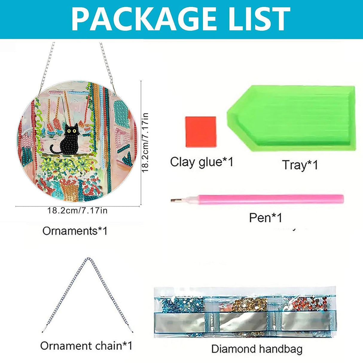 Black Cat Hanging Diamond Art Kits for Adults, Special Shaped Diamond Painting Pendant, DIY Acrylic Crystal Window Pendants Kits for Home Garden Wall, 5D Gem Art Ornament Kit Window Suncatcher GemZono