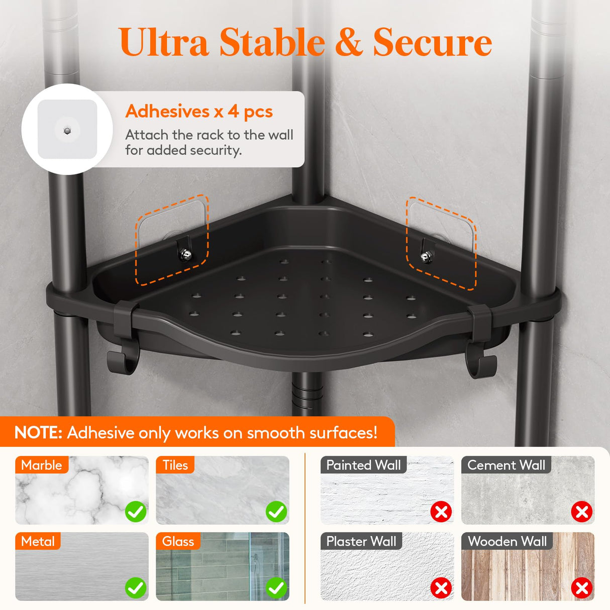 Lifewit 4 Tier Floor Standing Shower Caddy Corner, Plastic Bathroom Organizer Shelf Rack for Storage Shampoo, Body Wash Care, Skincare, Black Lifewit