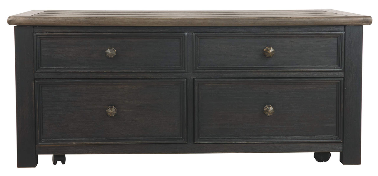 Signature Design by Ashley Tyler Creek Rustic Farmhouse Lift Top Coffee Table with Drawers, Brown & Black Signature Design by Ashley