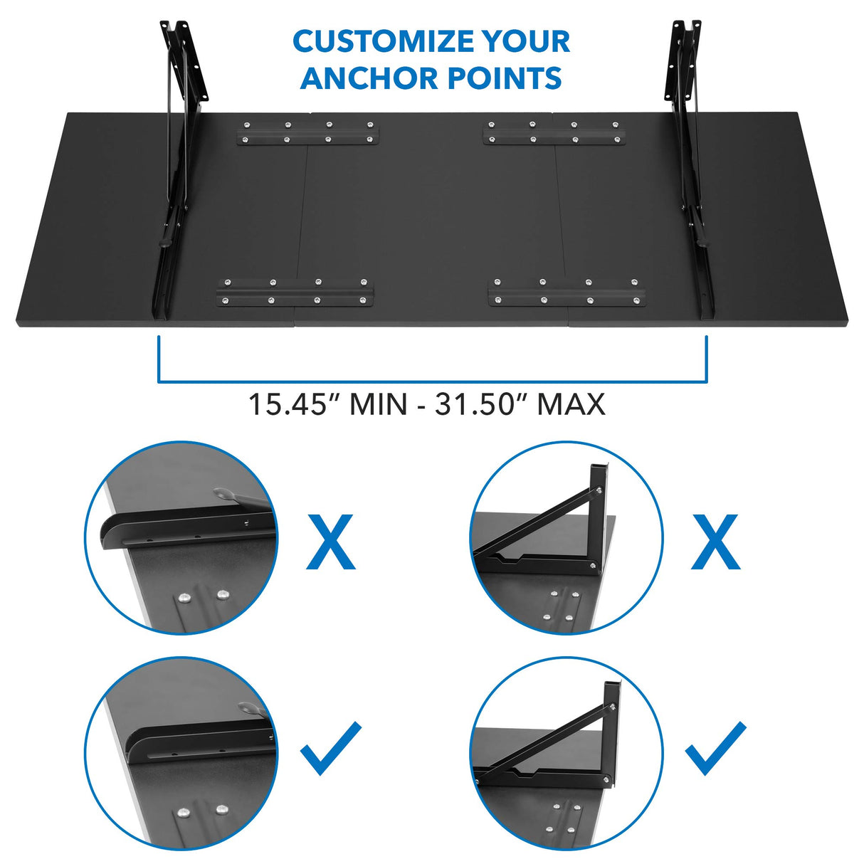 Mount-It! Heavy Duty Wall Mounted Drop Leaf Table, Folding Wall Mounted Desk, Drop Down Table 45x15x7, Floating Desk, Folding Laundry Table for Small Spaces, Home Office, Garage, Basement Kitchen Mount-It!