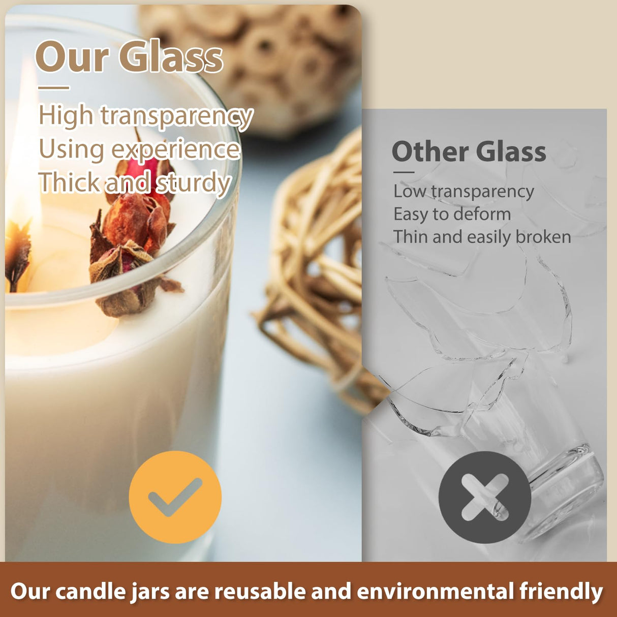 SHOWIN Thick Candle Jars for Making Candles 12 Pcs, 7 OZ Empty Jars with Wood Lids for Candle Making, Sample Container, Frosted White SHOWIN