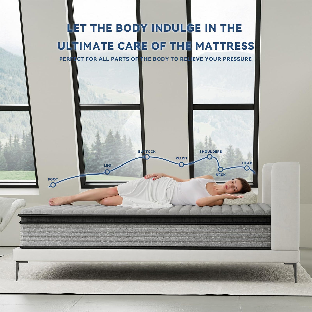 MixDeer Queen Mattress 12inch in a Box,Memory Foam Hybrid Mattress with Pocket Springs and Zoned Support for Back & Lumbar Pressure Relief,Motion Isolation and Edge Support -CertiPUR-US(12 Inch,Queen) MixDeer