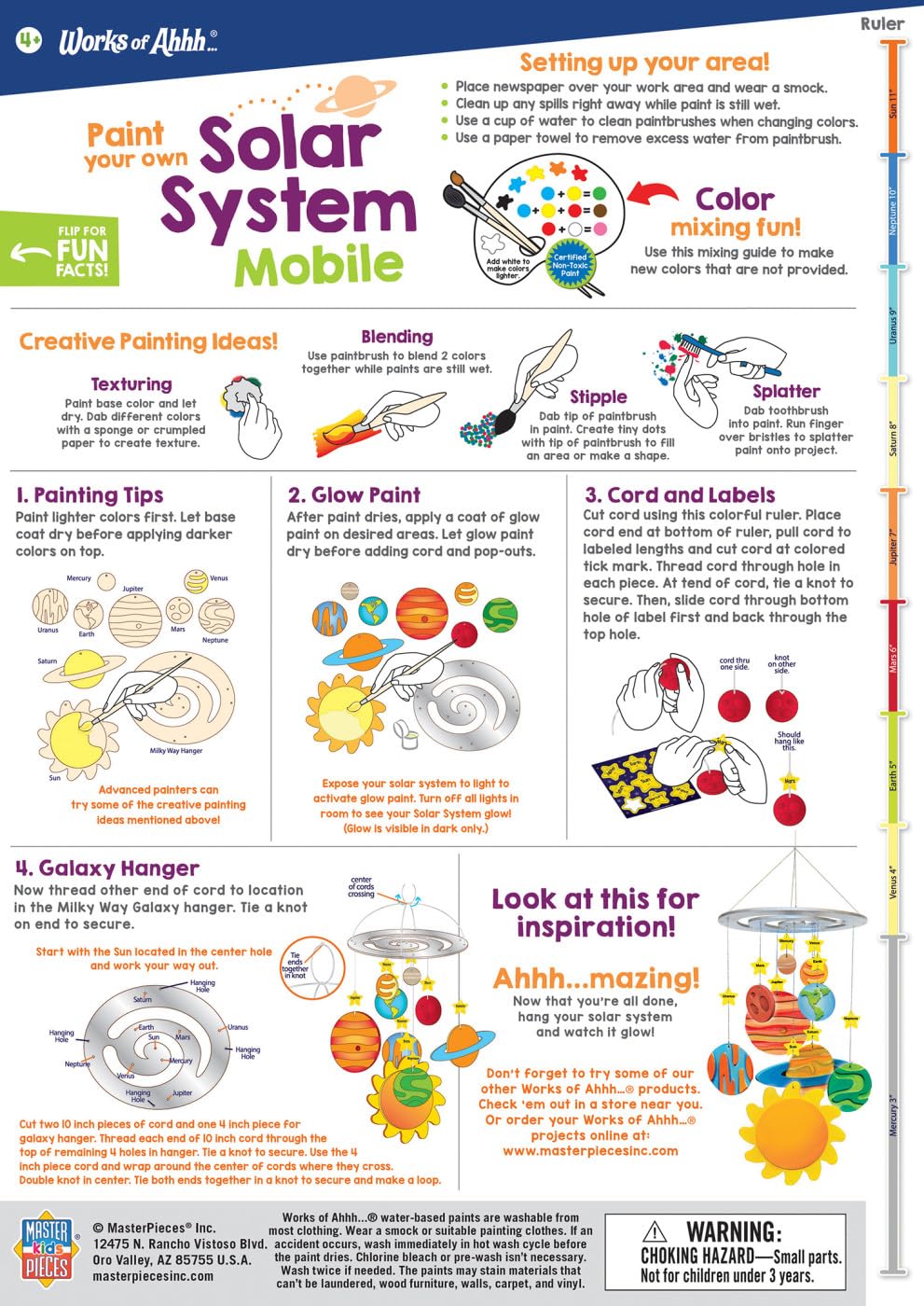 Works of Ahhh... Craft Set - Solar System Mobile Classic Wood Paint Kit Works of Ahhh...