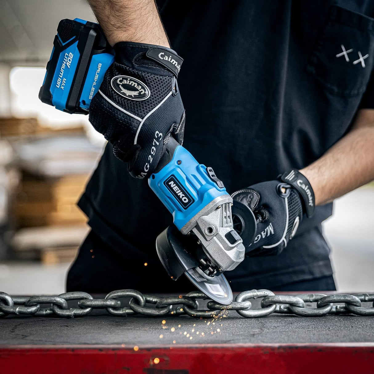 NEIKO 10881A Cordless Angle Grinder, 4 1/2-Inch Grinder with Variable Speed, 20V 4.0A Li-ion Rechargeable Battery, Powerful 8,000 rpm Brushless Motor, Grinders Power Tools, Cordless Grinder Tool NEIKO