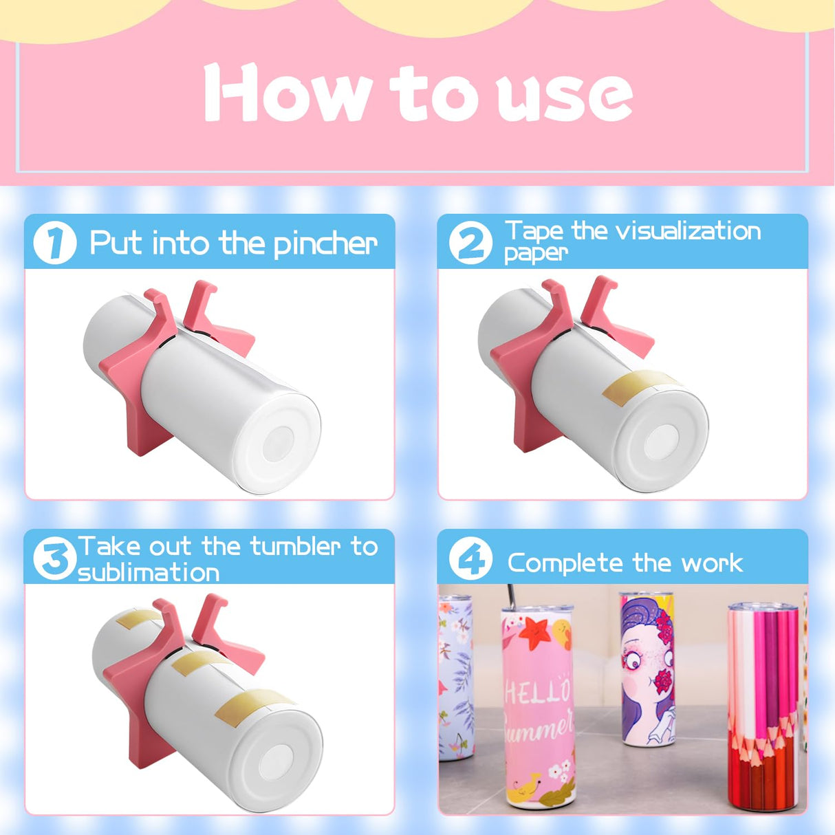 Tumbler Clamp, Sublimation Tumblers for 20 Oz, Sublimation Blanks Tumblers Skinny Straight, Sublimation Blanks Products, Supplies for Sublimation Paper & Tumblers 2PCS Richday