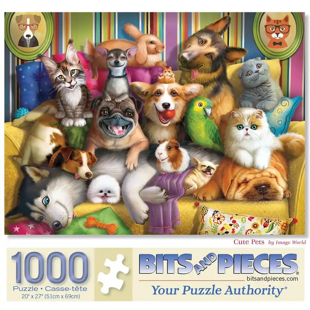 Bits and Pieces - 1000 Piece Jigsaw Puzzle for Adults - 20" x 27" - Cute Pets - 1000 pc Fun Dog Cat Jigsaw by Image World Bits and Pieces