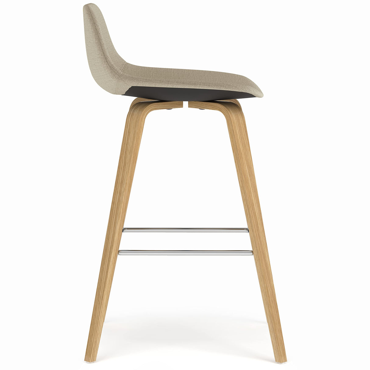 SIMPLIHOME Randolph Mid Century Modern Bentwood Counter Height Stool (Set of 2) with Light Wood in Natural Polyeseter linen fabric, For the Dining Room and Kitchen SIMPLIHOME
