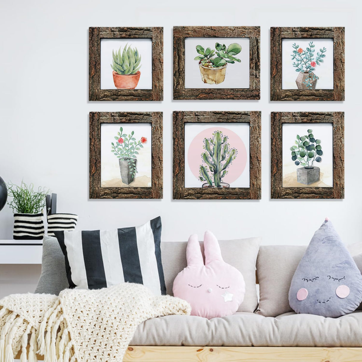 IKEREE 8x10 Rustic Picture Frames with Real Bark, Made of Natural Wood and Real Glass, Display Pictures for Tabletop or Wall Mounting. IKEREE