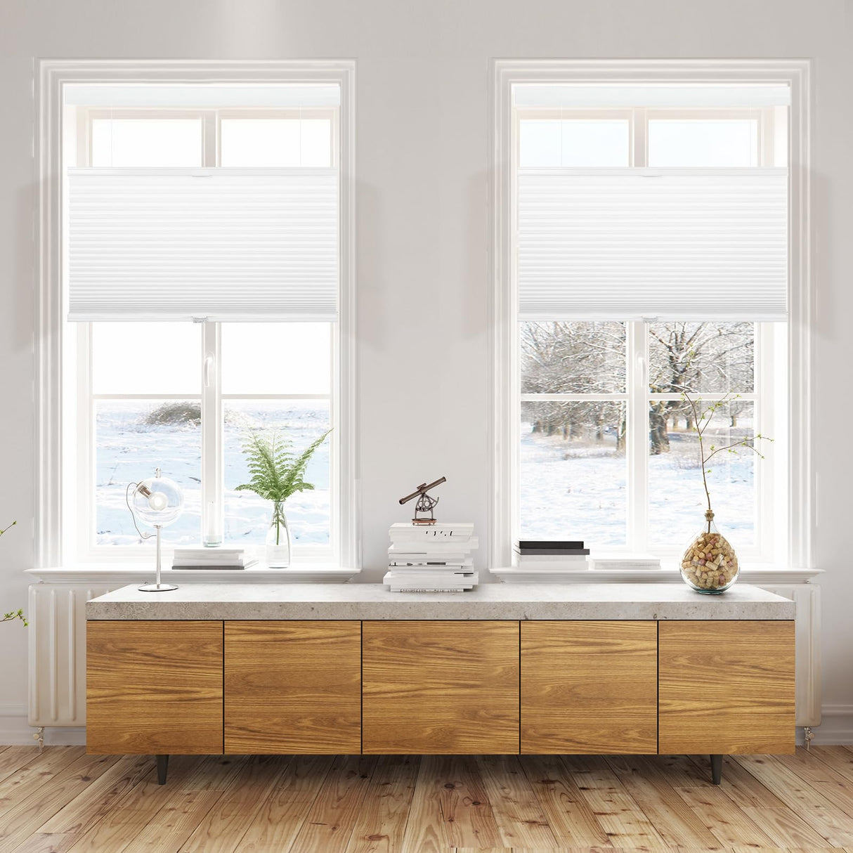 SUNFREE Top Down Bottom Up Cellular Blinds,Cellular Shades Blackout, Honeycomb Window Shade for Windows, 33" W x 64" H, White(Blackout) SUNFREE