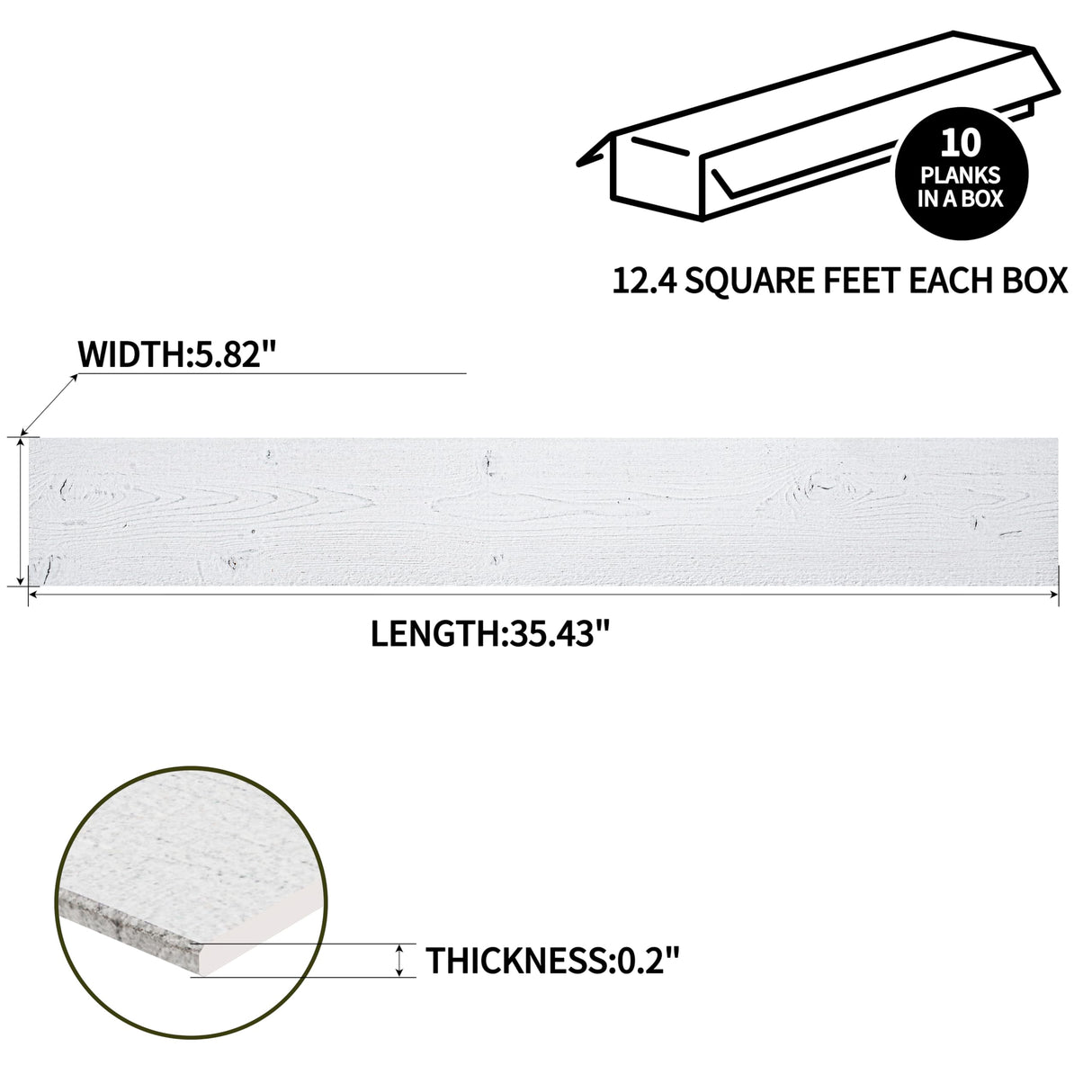 Brosisincorp Wood Panels for Wall Shiplap Planks Real Wood Boards Paneling, DIY Easy to Install Peel and Stick, Rustic Farmhouse Accent Wall - Wash White (5" Wide - 10 Pieces, 12.4 Sq. Ft) Brosisincorp