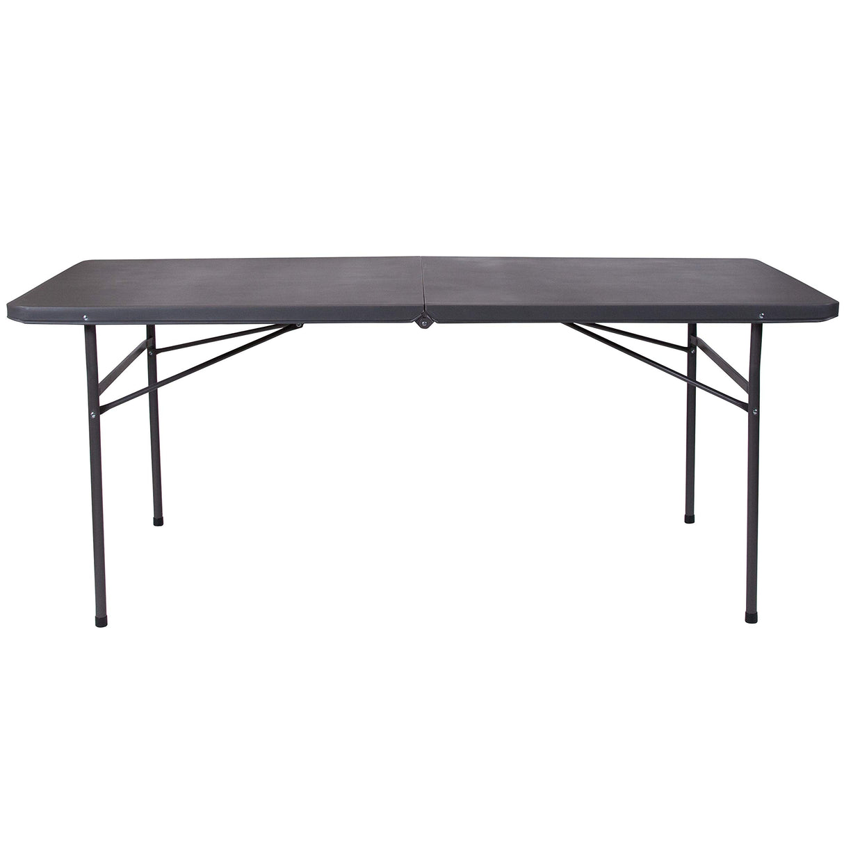 Flash Furniture 6' Rectangular Plastic Folding Event Table with Carrying Handle, Bi-Fold Portable Banquet Table for Indoor/Outdoor Events, Dark Gray Flash Furniture