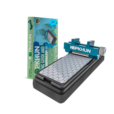 Kopkhun Chisel Honing Guide with Whetstone – Adjustable Sharpening Jig for Chisels and Plane Irons (0.2”–2.55”) – Anti-Rust Metal Body – Smooth Rolling Sharpening Tool Kit