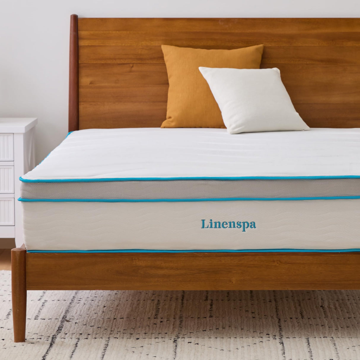 Linenspa 12 Inch Memory Foam and Spring Hybrid Mattress - Medium Plush Feel - Bed in a Box - Pressure Relief and Adaptive Support - Breathable - Cooling - Primary Bedroom - King Size Linenspa