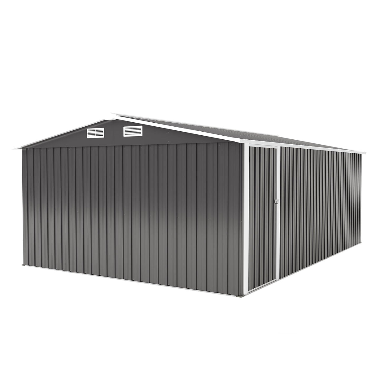 YOPTO 10x14 FT Outdoor Storage Shed, Extra Large Metal Garden Shed with Waterproof Roof, 4 Vents and 3 Lockable Doors,All-Weather Tool Shed Storage House for Backyard, Patio, Lawn,Dark Grey YOPTO