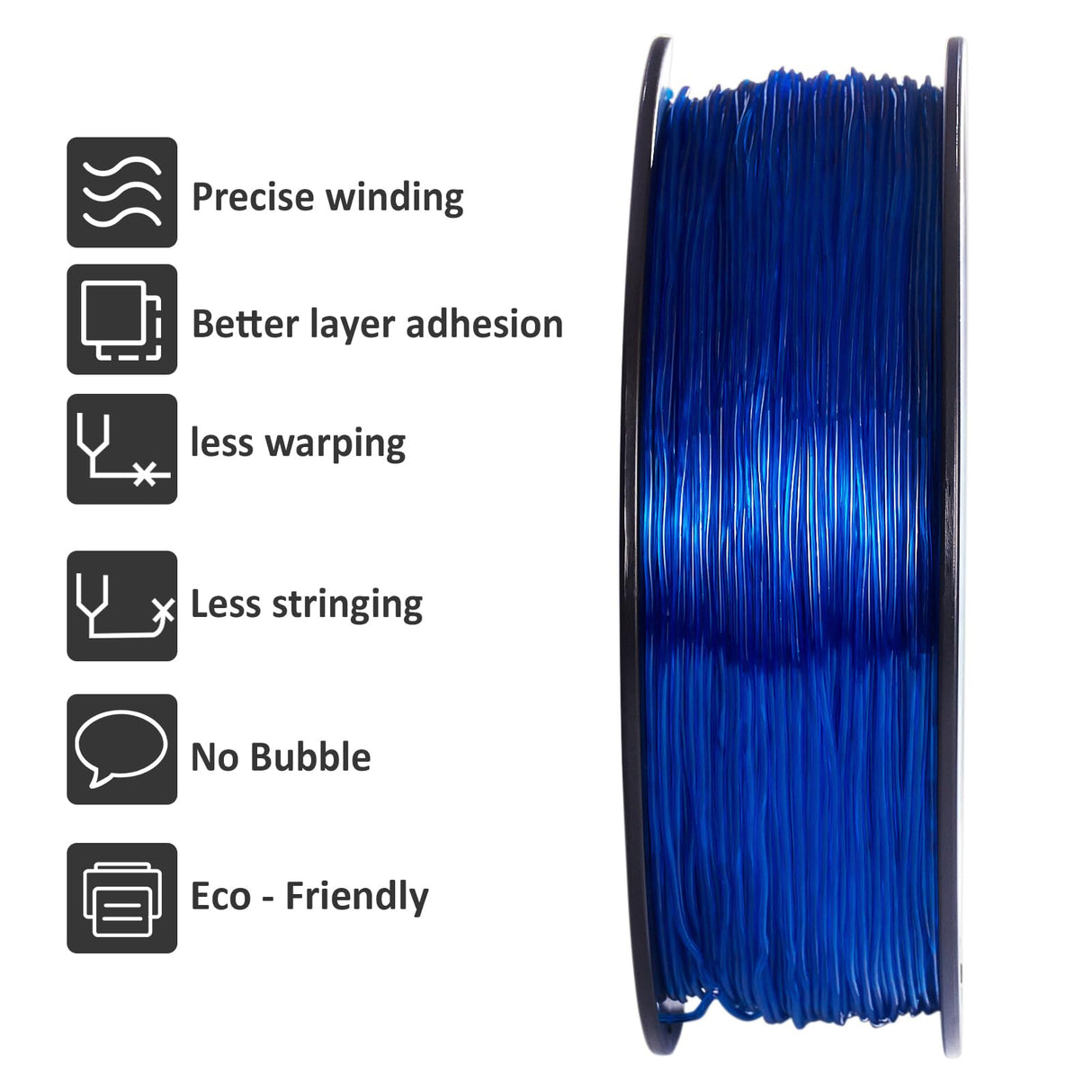 Geeetech TPU Filament 1.75mm, Shore 95A Flexible 3D Printer Filament with High Elasticity, 1KG (2.2lbs) Spool, Dimensional Accuracy ±0.03mm, Fits Most FDM Printers, Clear Blue Geeetech