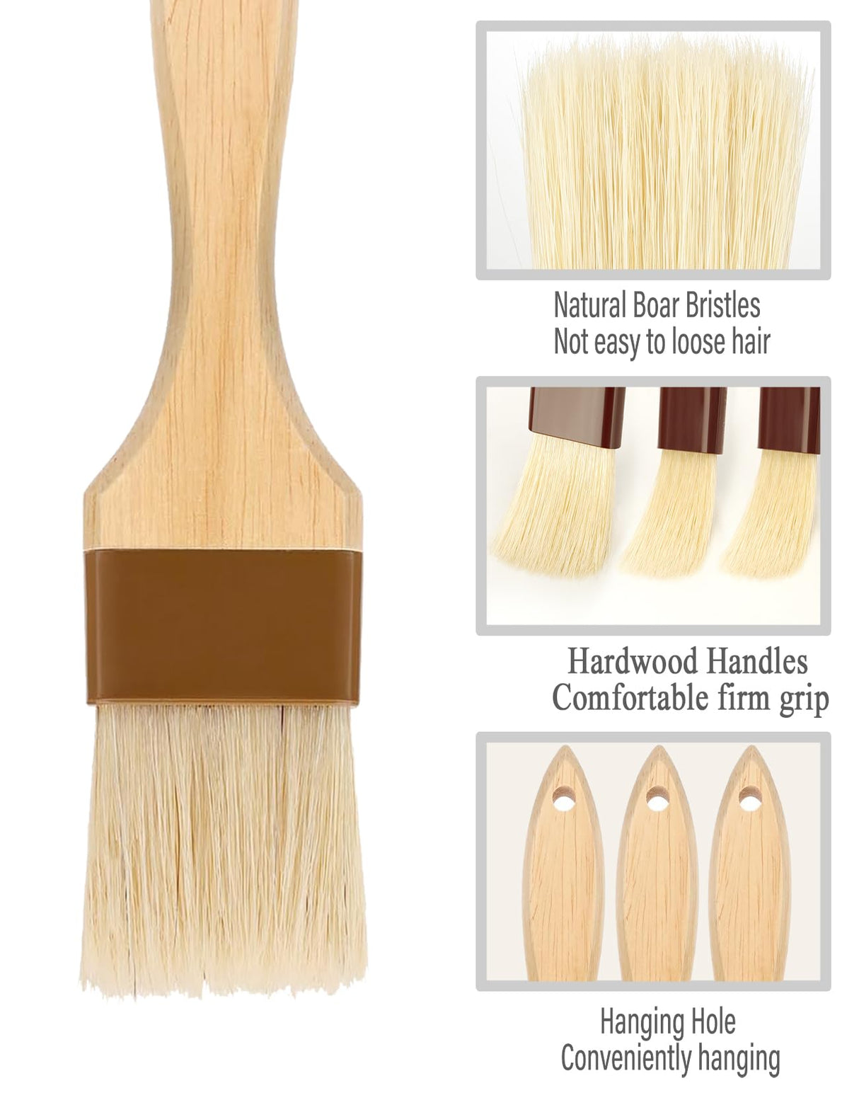 Basting Brush,1.5"&1" Pastry Brush-Natural Bristle Basting Brush for Cooking and Baking,Food Brush,Oil Brush,Butter Brush, Cooking Brush for Oil and Sauce,Kitchen Brush for Cooking Baster Brush(4 Pc) NXRACSH