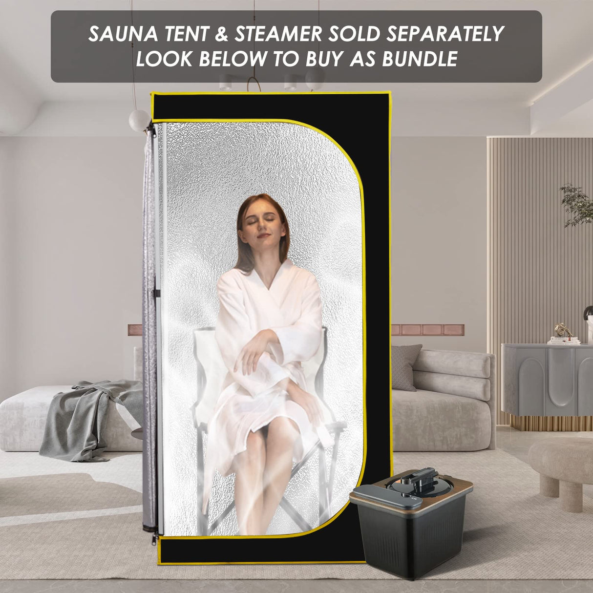 amocane Sauna Steam Portable Pot 4L, Stainless Steel Steam Generator for Saunas Home Spa Fumigation Steam Machine for Body Detox with Remote Control Anti-riot Device (110V, Wood Grain) amocane