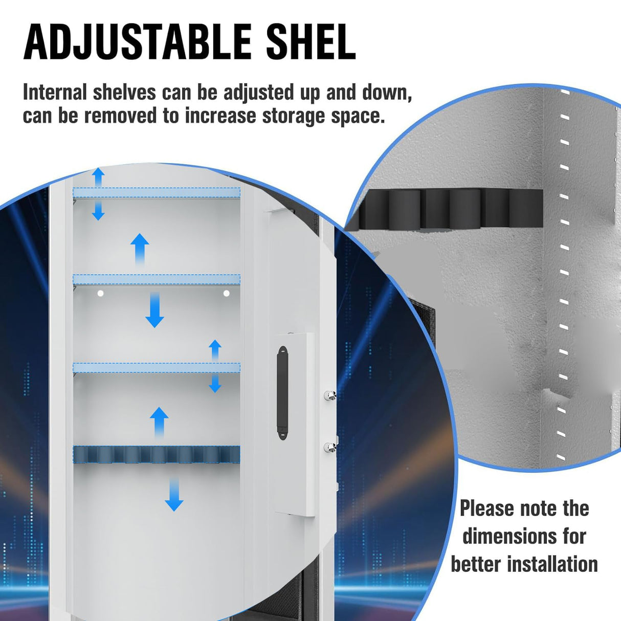 53" Wall Gun Safe, Wall Safe Between Stud, Hidden Wall Gun Safe for Rifles with Adjustable Shelves,Assembled Rifle Gun Safe for Storage Firearm Money Valuables White CuisinSmart