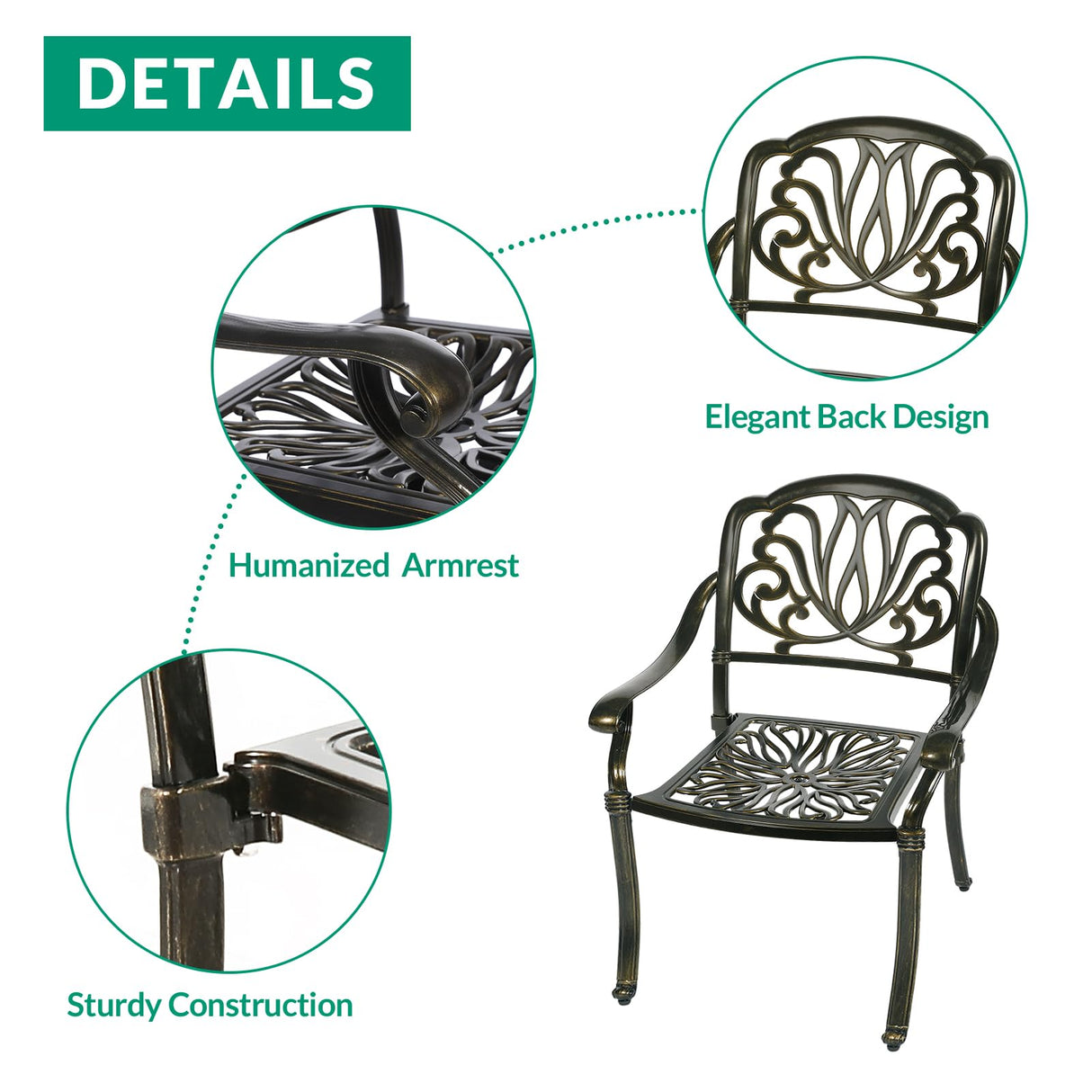 VIVIJASON 9-Piece Patio Furniture Dining Set, Rust-Free Cast Aluminum Outdoor Conversation Set, Include 8 Chairs & 61" Round Dining Table with 31" Lazy Susan, Umbrella Hole for Lawn Garden VIVIJASON