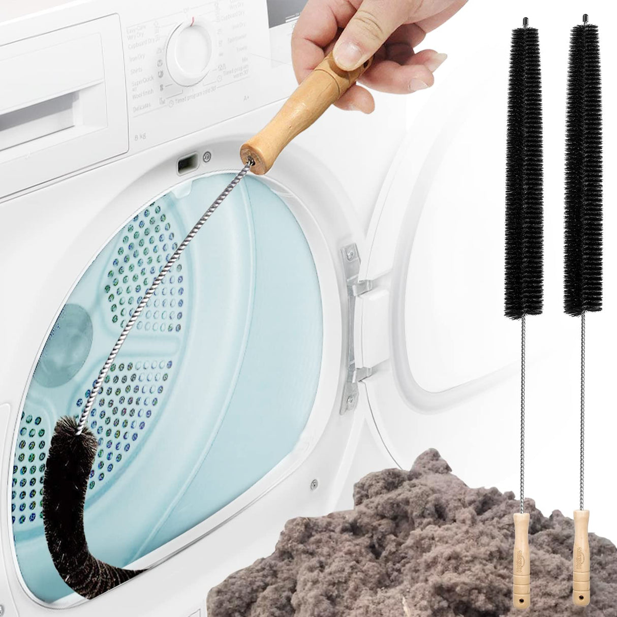 Holikme 2 Pack Dryer Vent Cleaner Kit Clothes Dryer Lint Brush Vent Trap Cleaner Home Essentials Long Flexible Vacuum Brush Holikme