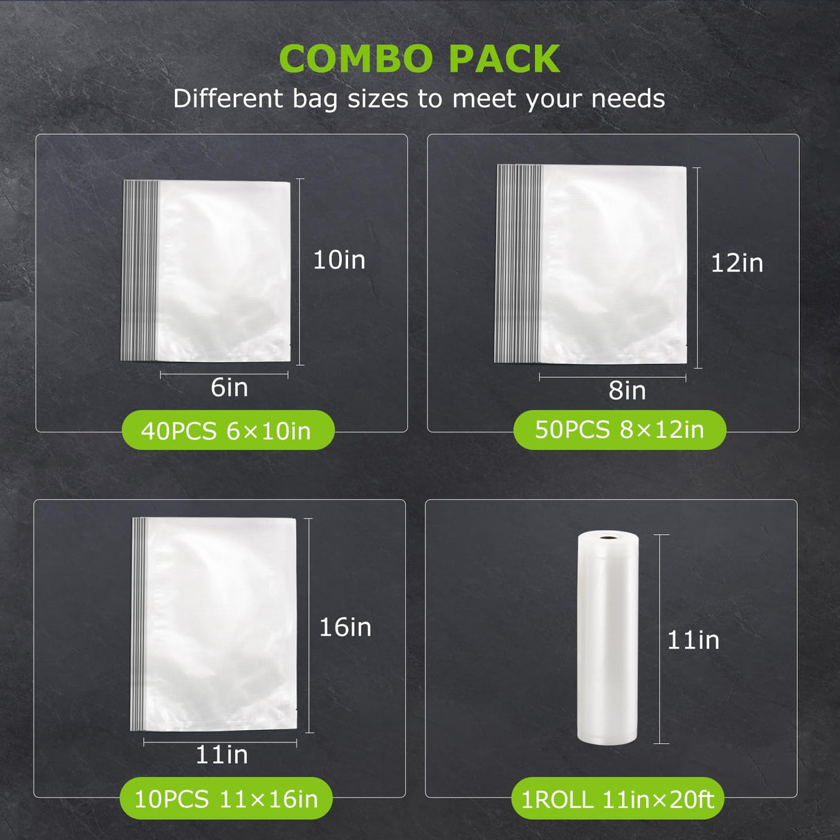 Bonsenkitchen Vacuum Sealer Machine, Food Sealer with 5 Modes, Globefish Technology for High-Speed Continuous Working, Built-in Cutter & Bag Storage, Include 100 Vacuum Bags & 1 Roll Bag, Black Bonsenkitchen