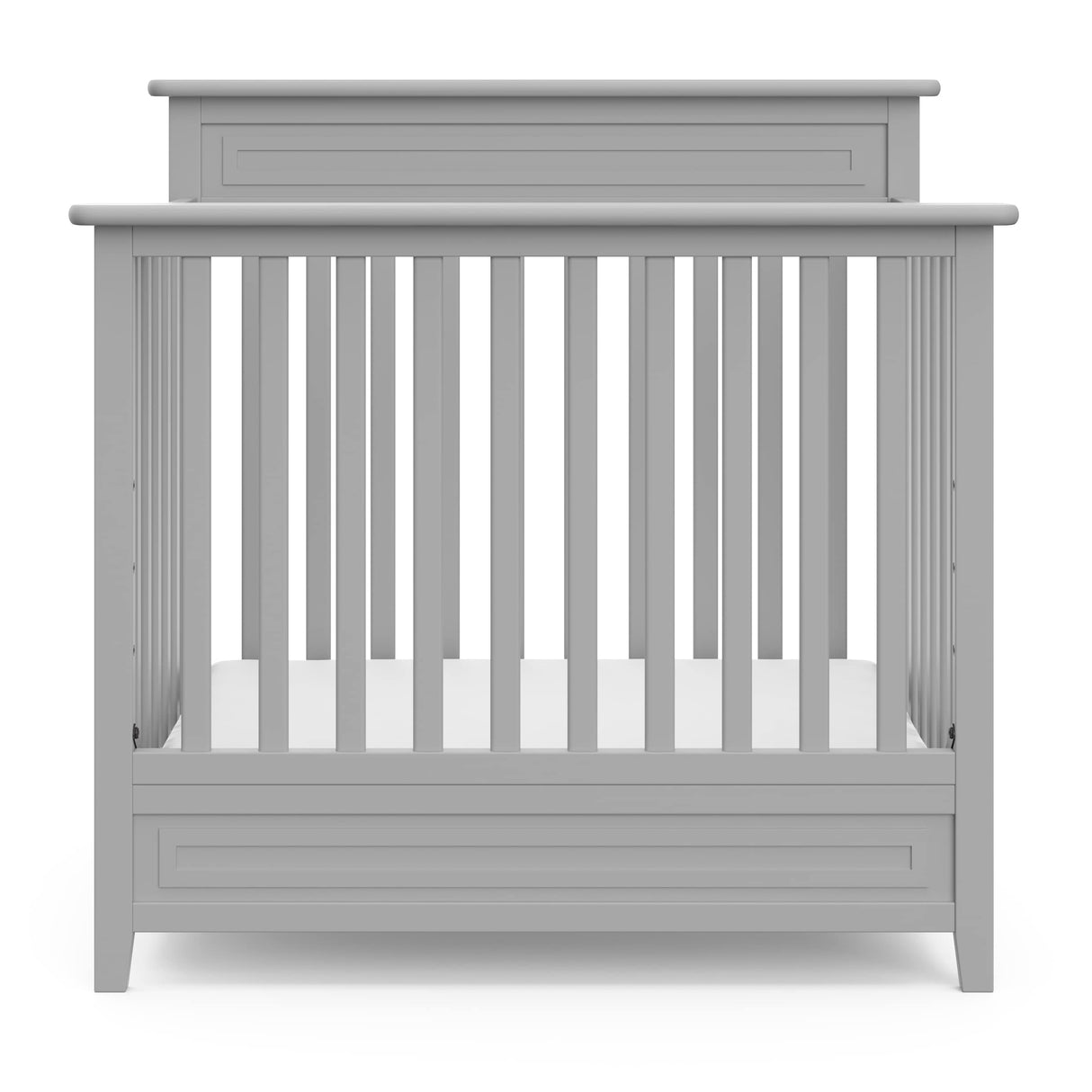 STORKCRAFT Petal 4-in-1 Convertible Mini Crib (Pebble Gray) – GREENGUARD Gold Certified, Converts to Daybed and Twin-Size Bed, Includes Bonus 2.75-inch Mini Crib Mattress STORKCRAFT